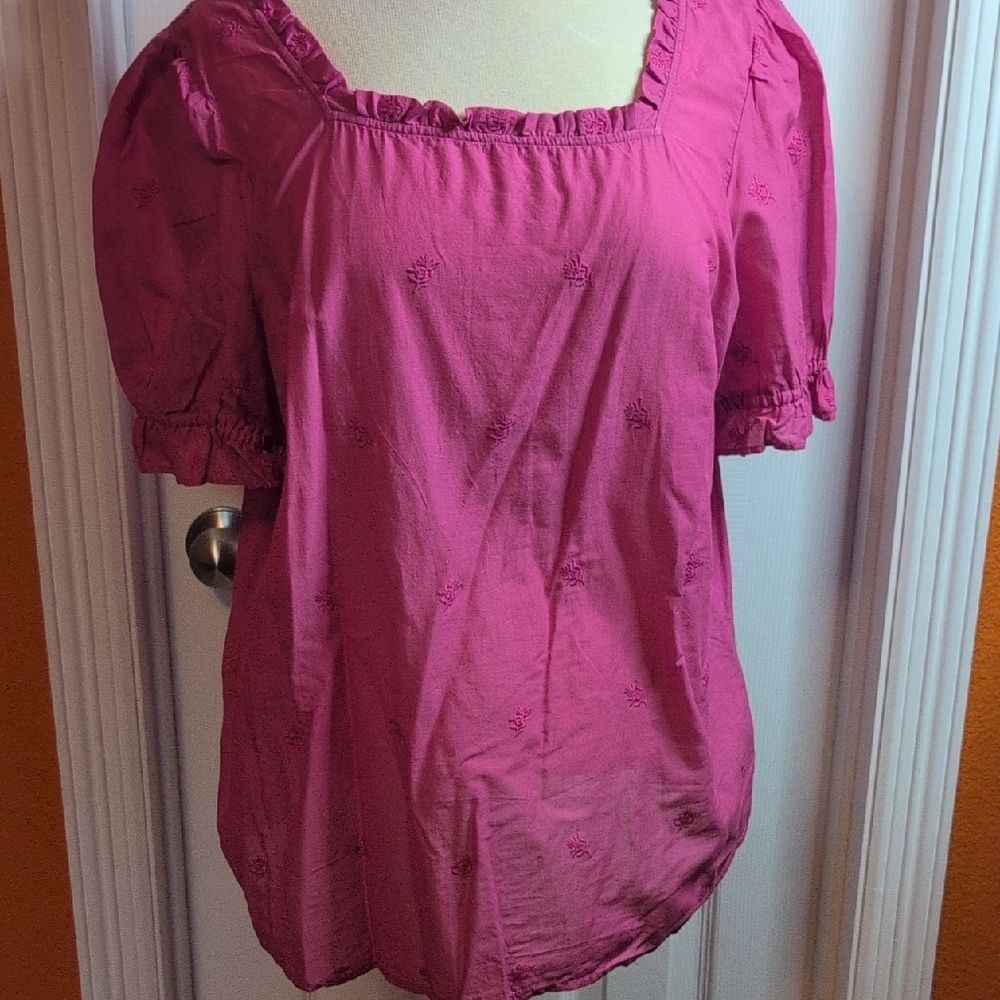 Talbots Fuchsia Embroidered Blouse